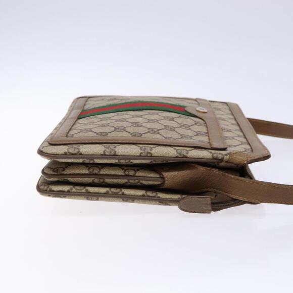 GUCCI GG Supreme Web Sherry Line Shoulder Bag Pvc Beige Gold Red - Picture 4 of 16